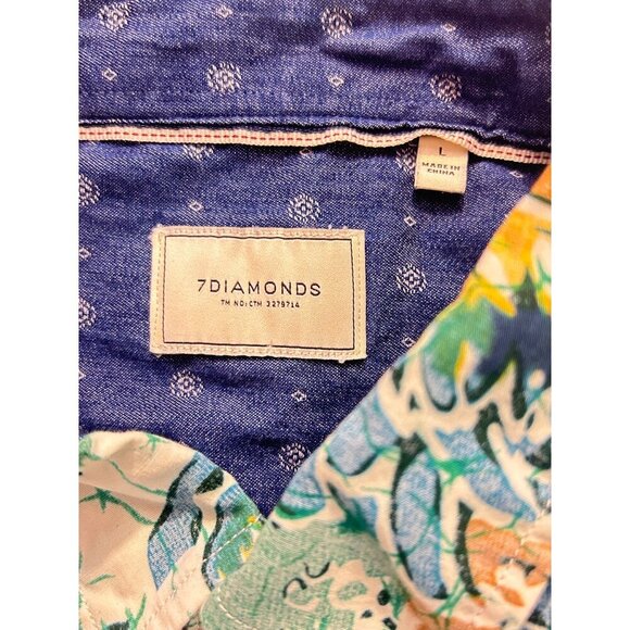 Mens 7 Diamonds Hawaiian Shirt Short Sleeve Button-Up Tropical Medium Large - Picture 5 of 5